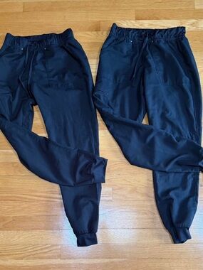 Black Jogger Pants/Scrubs - Elastic Waist & Cuffed Ankles